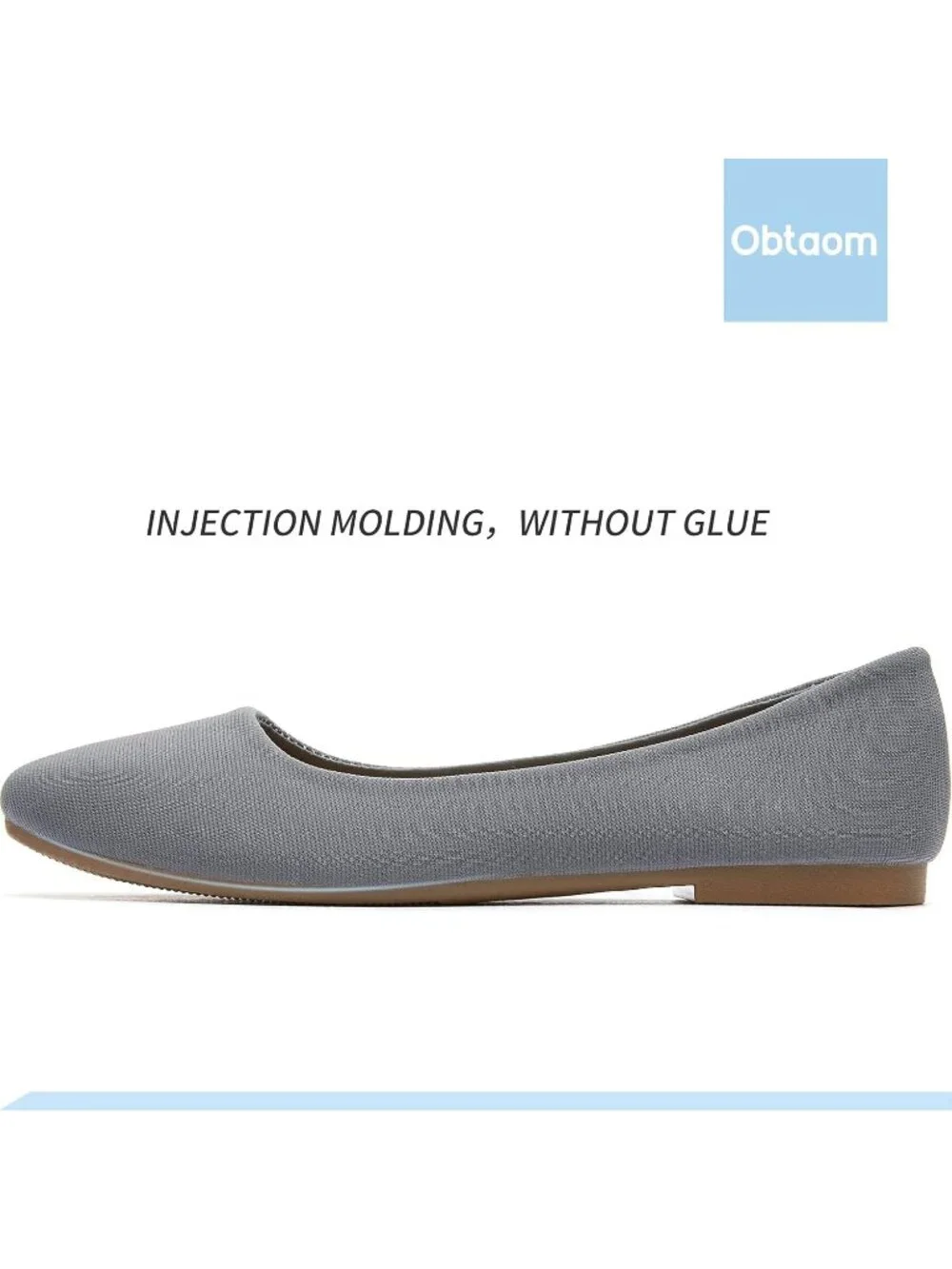 Women's Light Grey Textile Round Toe Flat Shoes Slip on Dress Comfortable